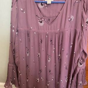 Style & Co pleated flowered blouse